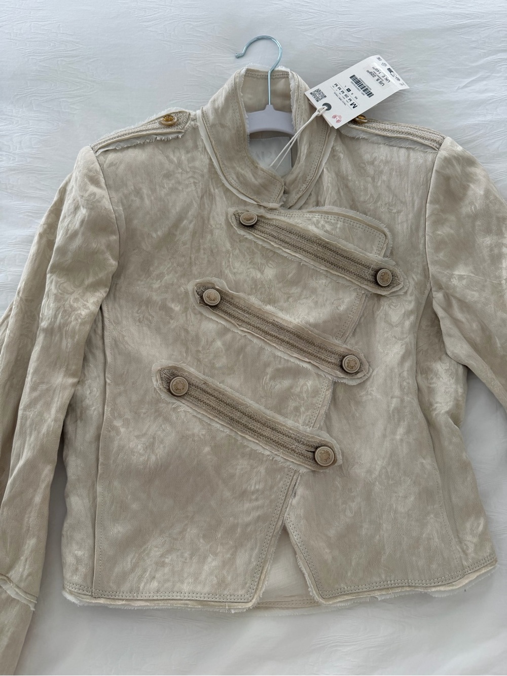 Zara Cream Military-Inspired Cropped Jacket - Picture 5 of 11